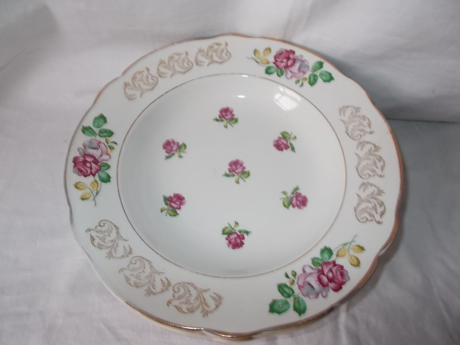 Set of 5 deep plates Luneville model rose.