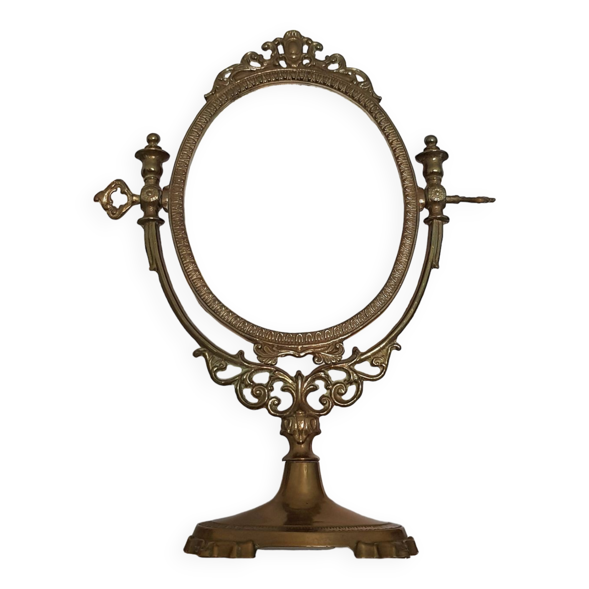 Brass table mirror