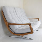 Scandinavian original Sofa, 1960s, vintage, fully restored, light grey fabric