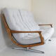 Canapé scandinave original, années 1960, vintage, entièrement restauré, tissu gris clair