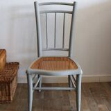Low chair in wood and canework
