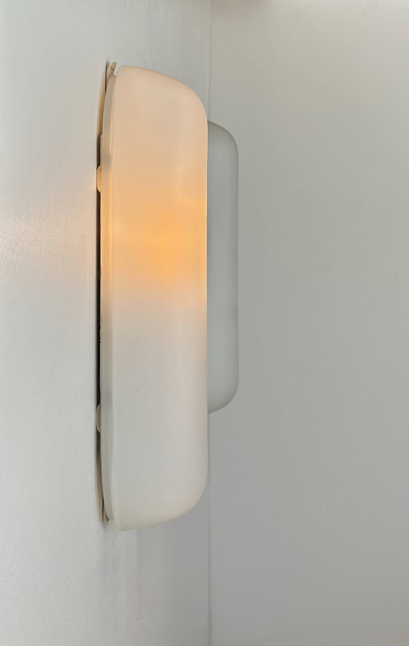 Pair of vintage oblong opaline wall lights, France 1970