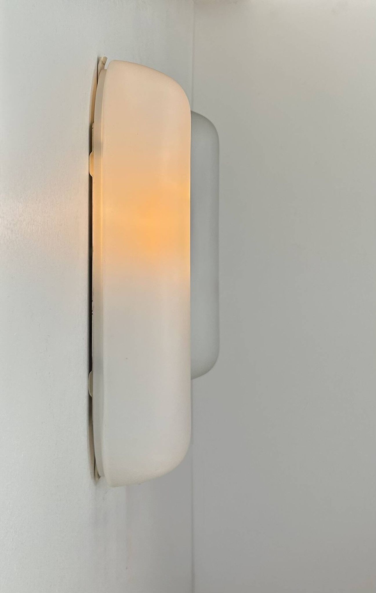 Pair of vintage oblong opaline wall lights, France 1970