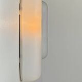 Pair of vintage oblong opaline wall lights, France 1970