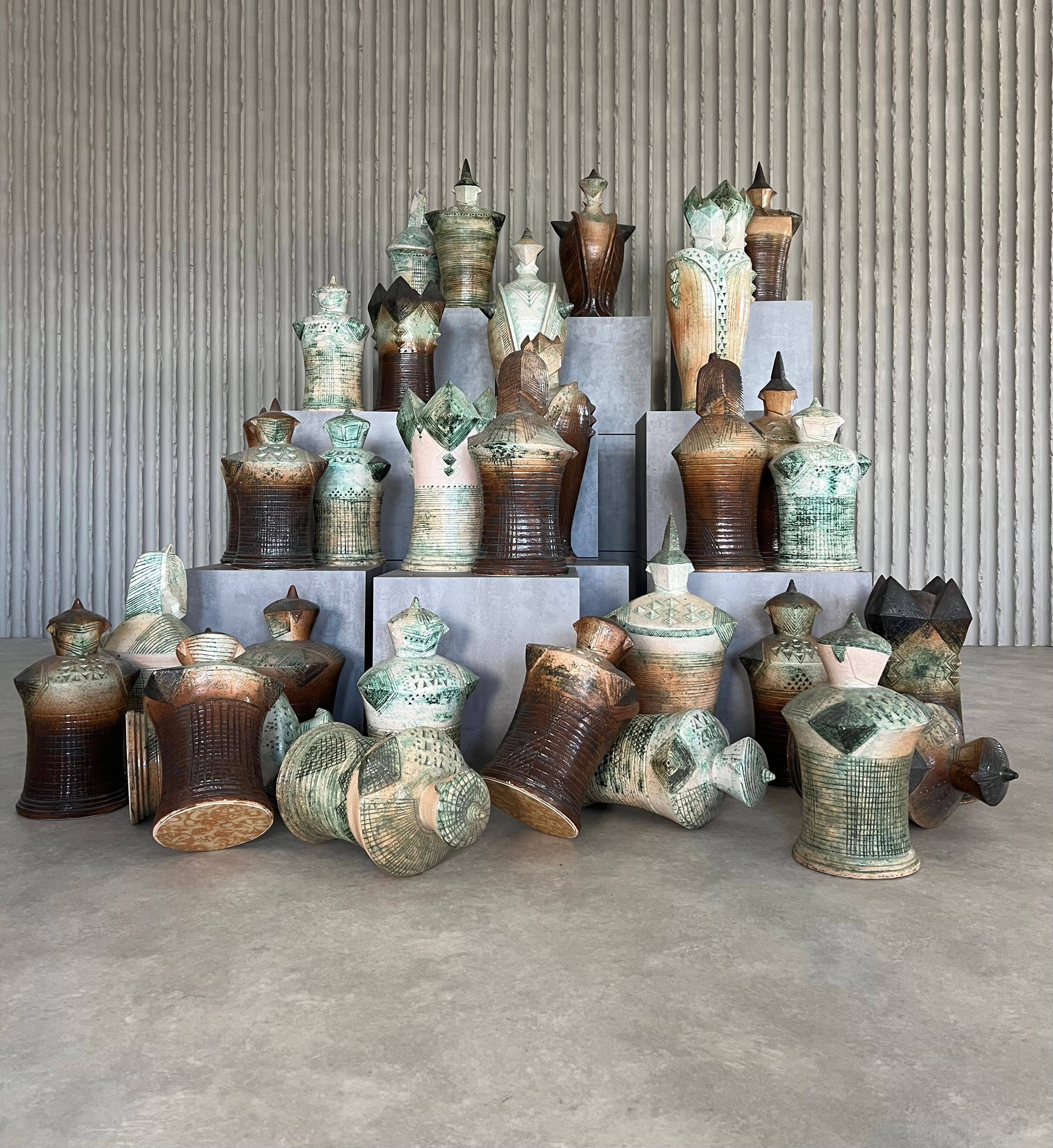 XXL (40-80cm) ceramic chess set by Maria Kenarova