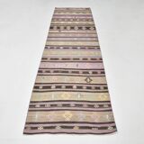 3x10 Purple & Green Modern Kilim Runner Rug, 90x315Cm