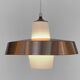 Pendant light in opaline glass with aluminum shade. Sweden 1960s
