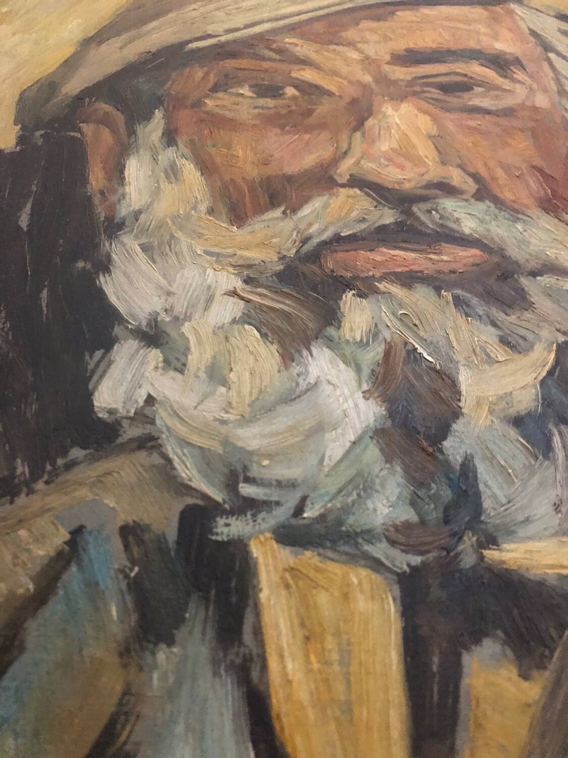 Oil on panel portrait of an old bearded man