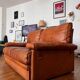 Brown leather sofa by Marco Milicich for Baxter Arcon, 1970s