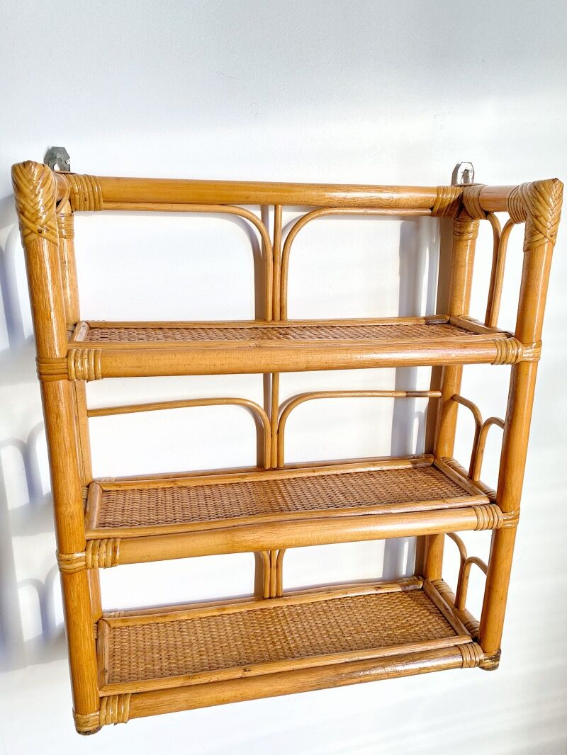 Rattan wall shelf