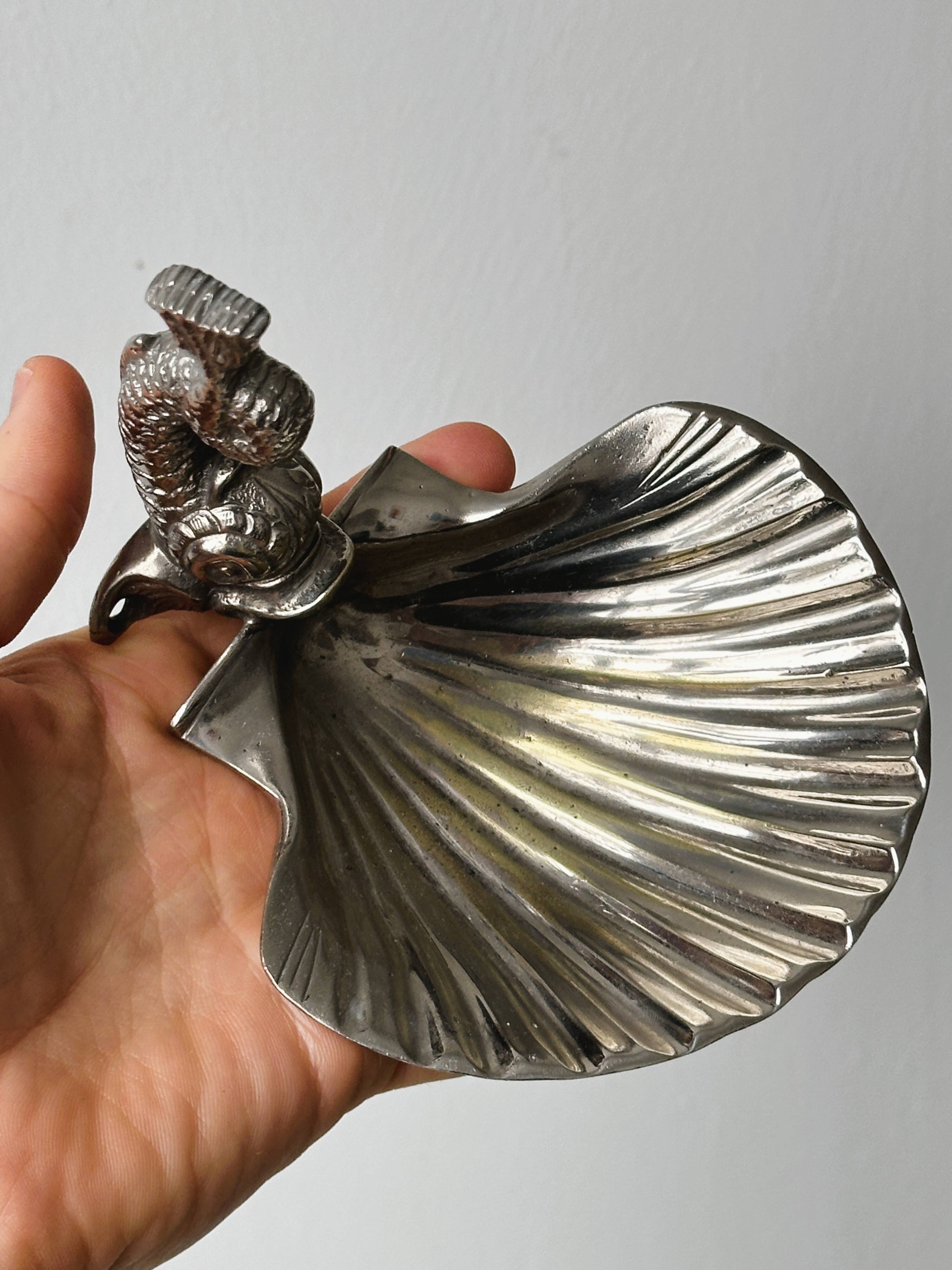 Vintage silver metal wall mounted soap dish and towel holder set