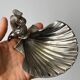 Vintage silver metal wall mounted soap dish and towel holder set