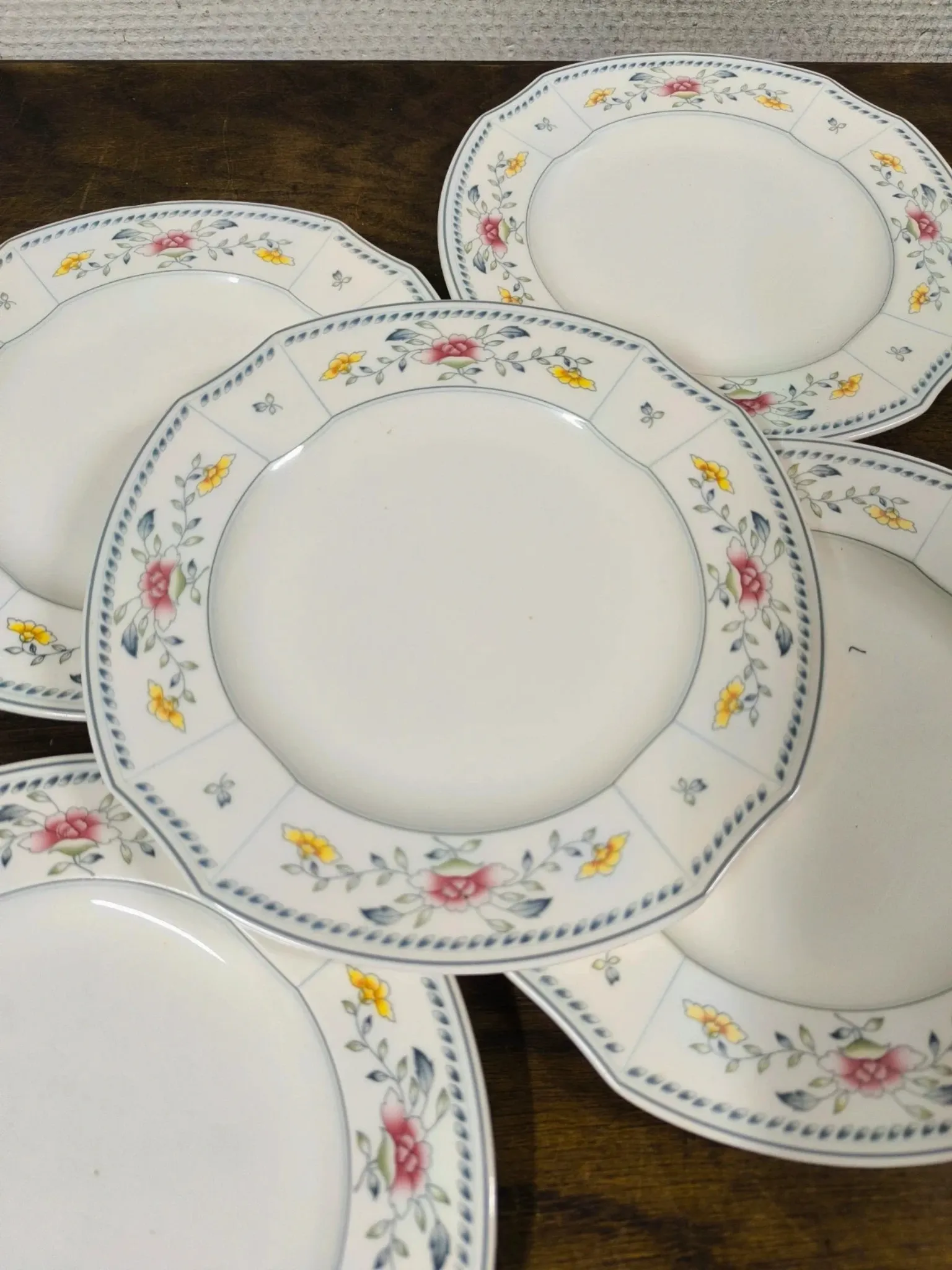 Set of 5 Villeroy & Boch "Nanking" Bone China Vintage Dessert Plates