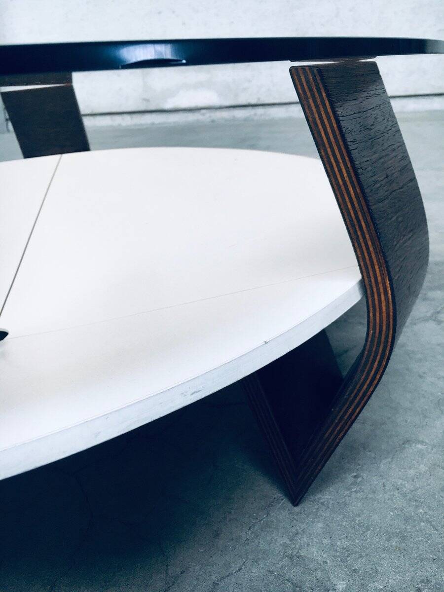 Mid-Century Modern Dutch Wenge & Smoke Glass Coffee Table, Netherlands, 1960s