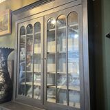 Two-body bookcase, painted in black and gray, Restoration Style model