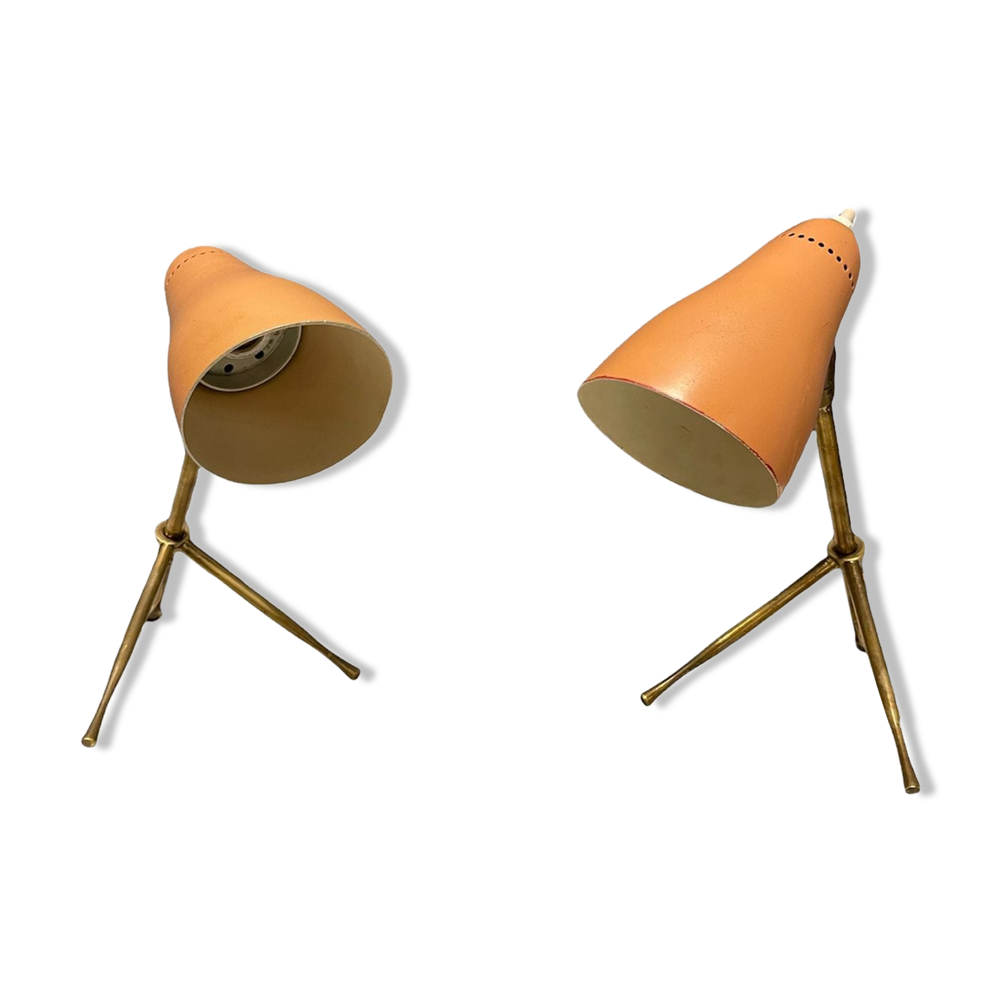 Pink Bronze Table Lamps by Giuseppe Ostuni for Oluce, 1950s, Set of 2