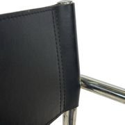 Tabouret de bar vintage en cuir noir et chrome, Italie