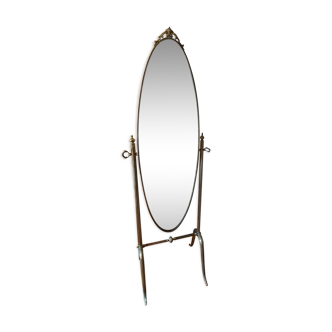 Large mirror psyche vintag in brass  166x44cm