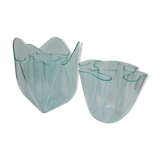 Two vases handkerchiefs Guzzini plexiglass lucite design 70s