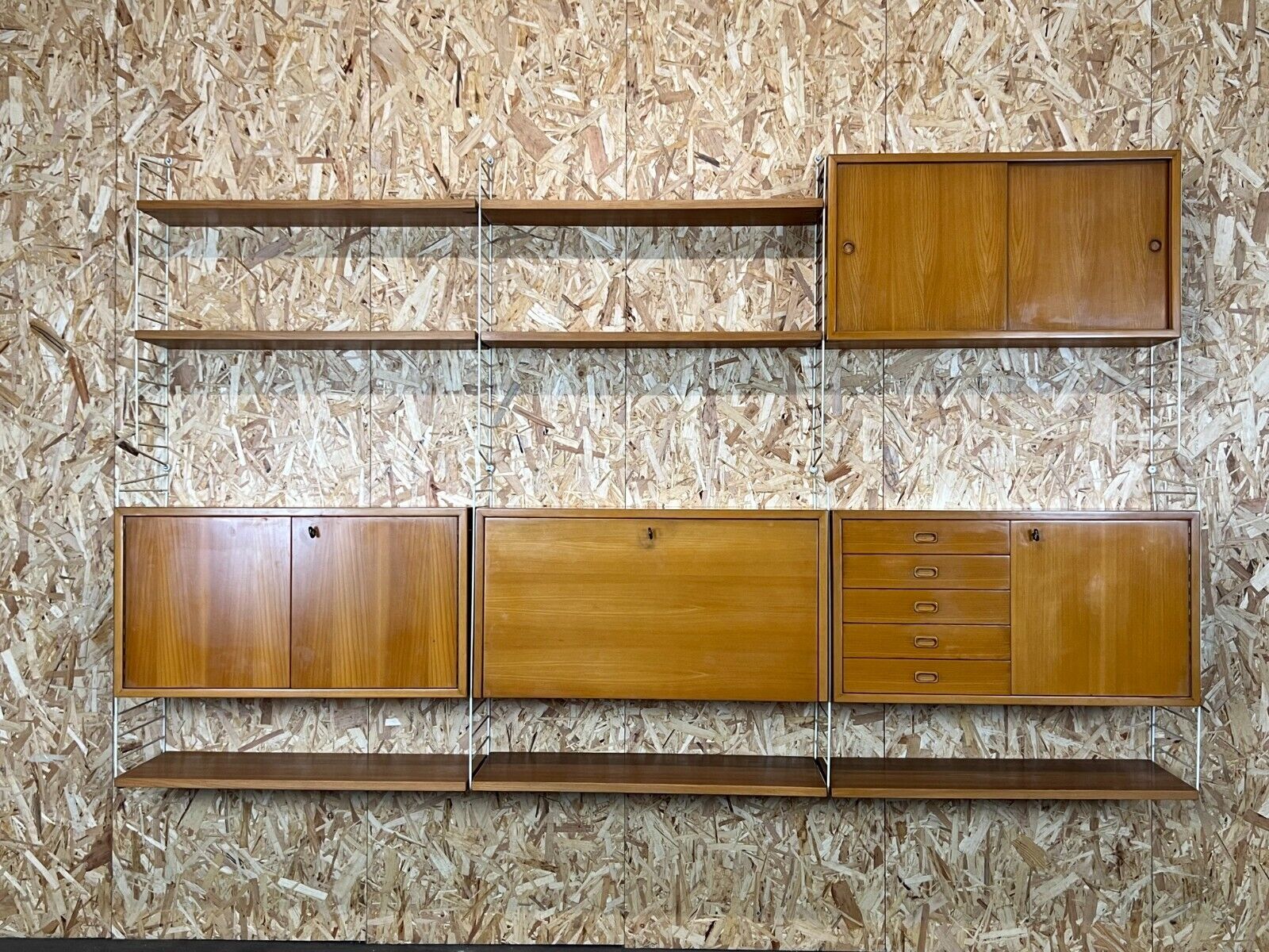 60s 70s teak string shelf module by Kajsa & Nils "Nisse" Strinning Sweden 60s