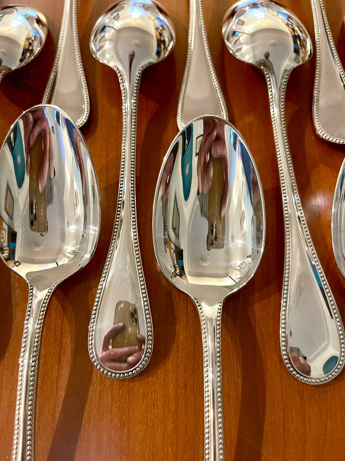 Christofle perles 12 table spoons near new condition 20.5 cm