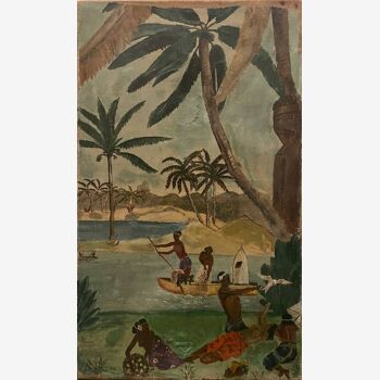 Old painting Tahiti 1937