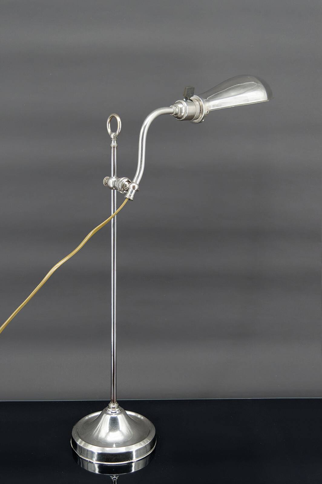 Workshop lamp in aluminum and nickel, adjustable with raise-lower system, France, circa 1900