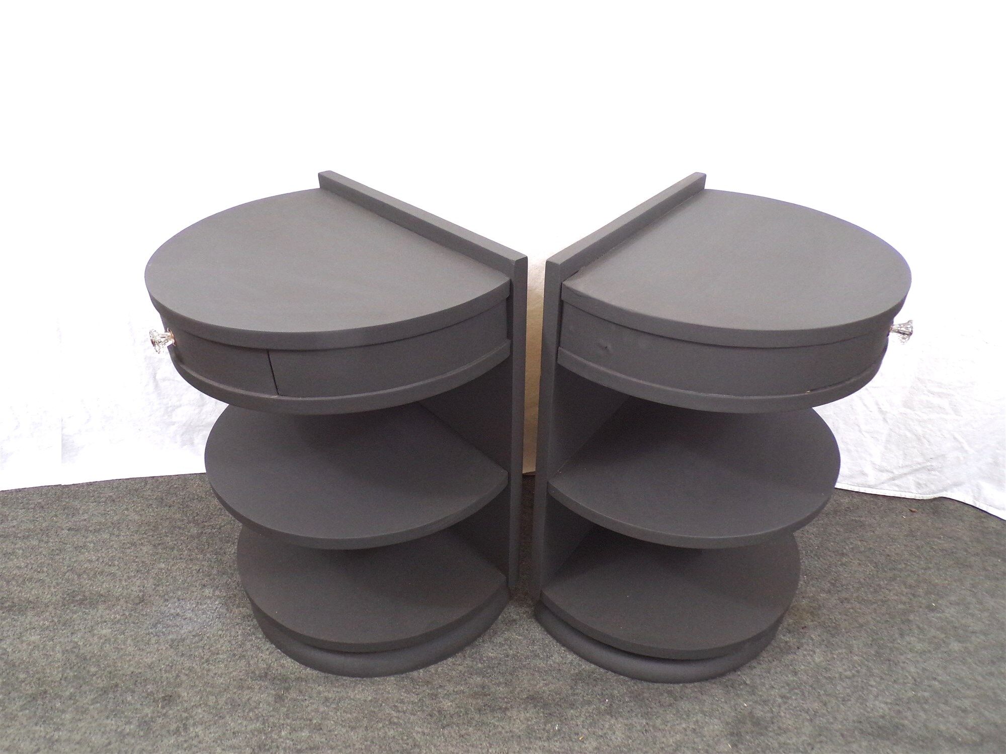 Pair of rounded bedsides revamped art deco