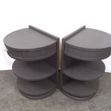 Pair of rounded bedsides revamped art deco
