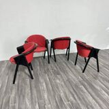 Modern Chairs in Lacquered Wood and Fabric from Pozzi & Verga, 1970s, Set of 4