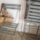 Patinated garden folding chairs - metal and wood -