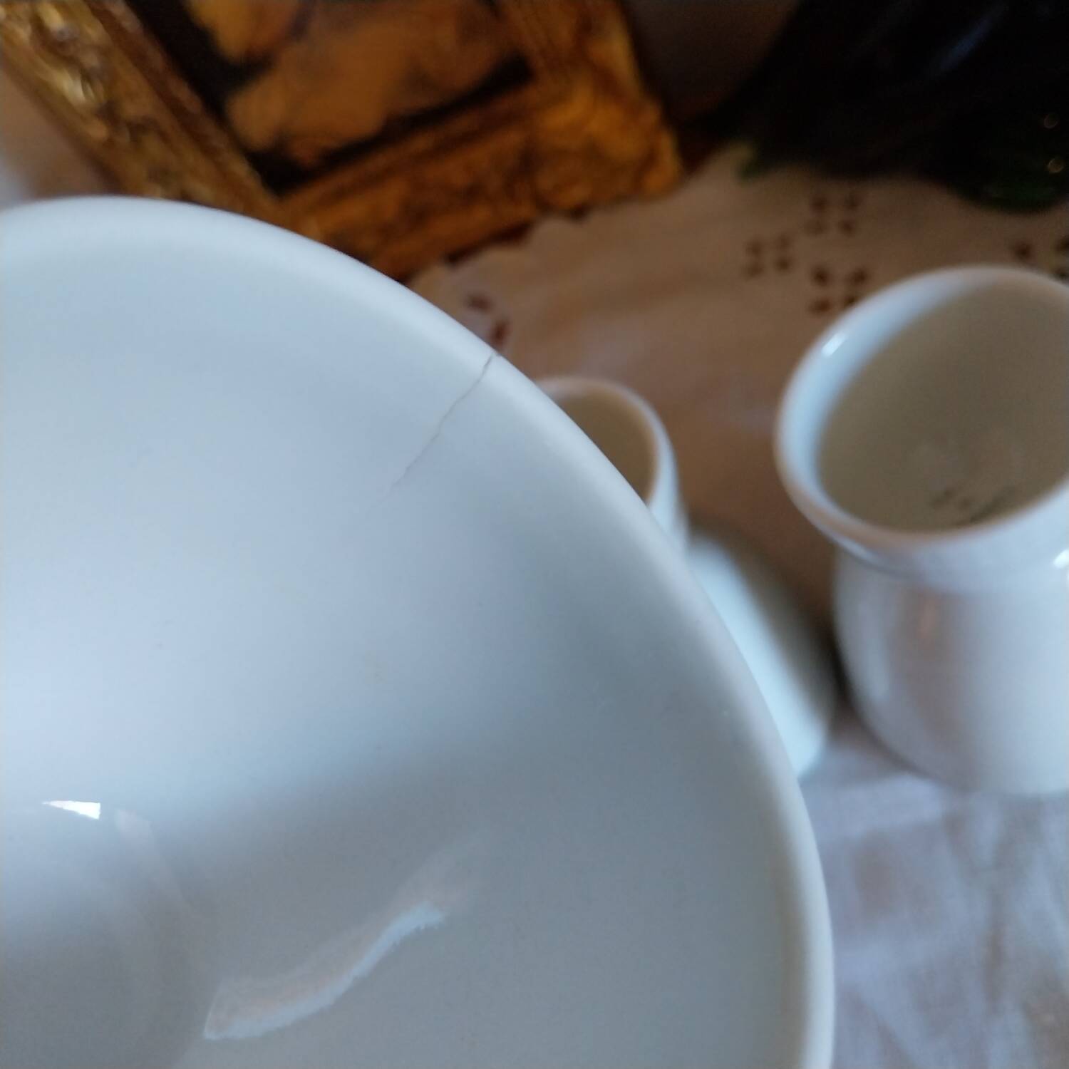 Antique white porcelain mazagrans from France