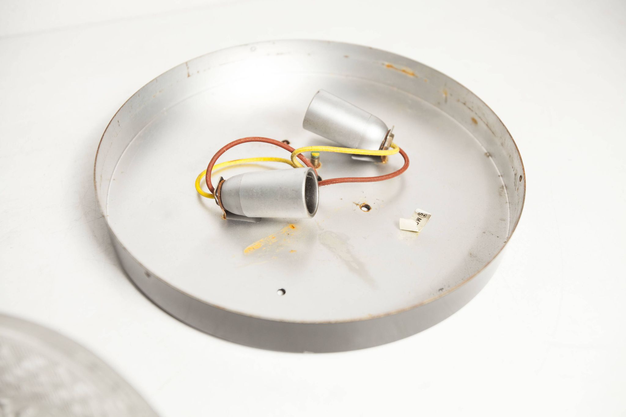 S+ Megal round ceiling light in black and opaque Swiss machined glass 90
