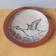 Pyrite stone plate with bird decoration
