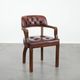 Dark brown cowhide Chesterfield dining/side/desk chair in English style