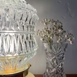 Vintage globe table lamp in molded glass
