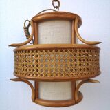 Vintage rattan and canning chandelier
