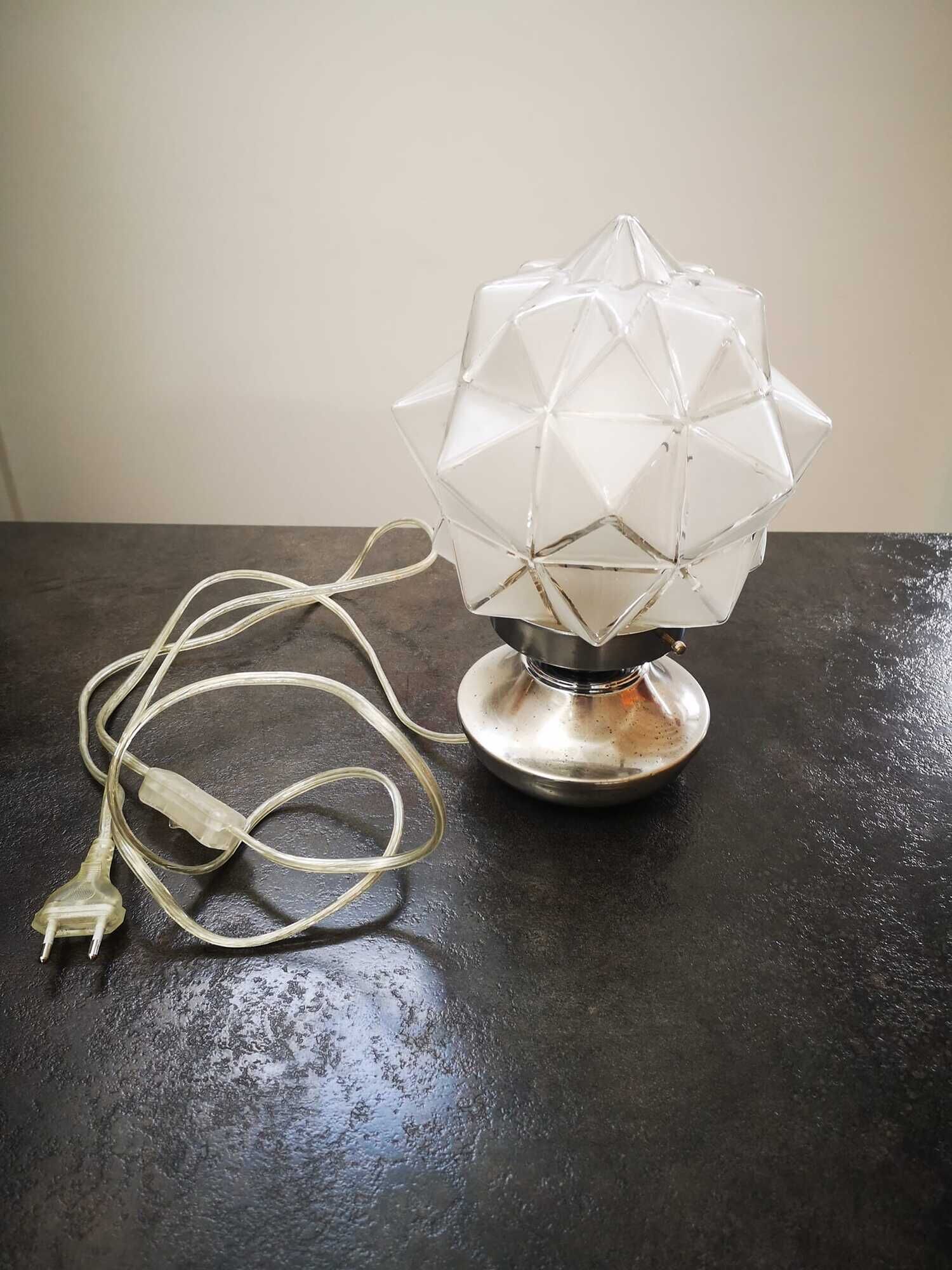 Old lamp globe opalescent glass rare model Ø 18 cm ART DECO 1930 POLYEDRE 96 faces STARS