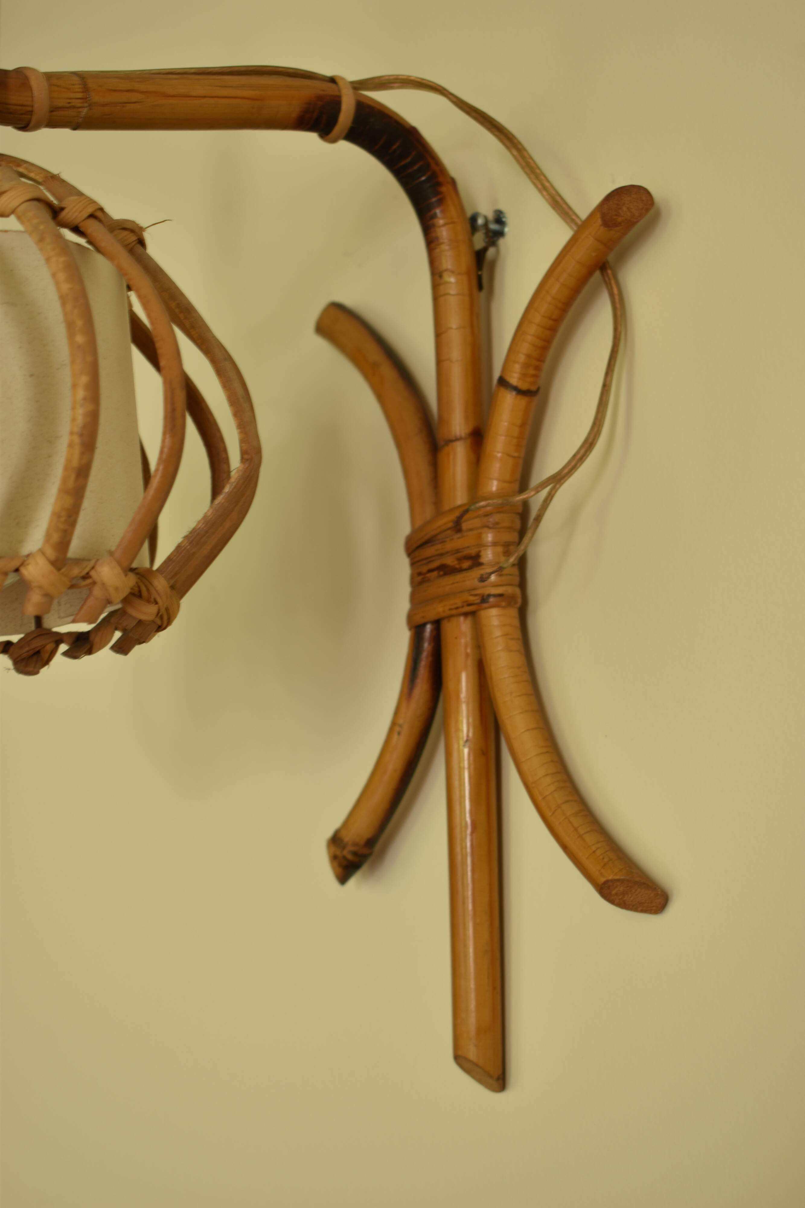 Vintage rattan wall lamp 60s