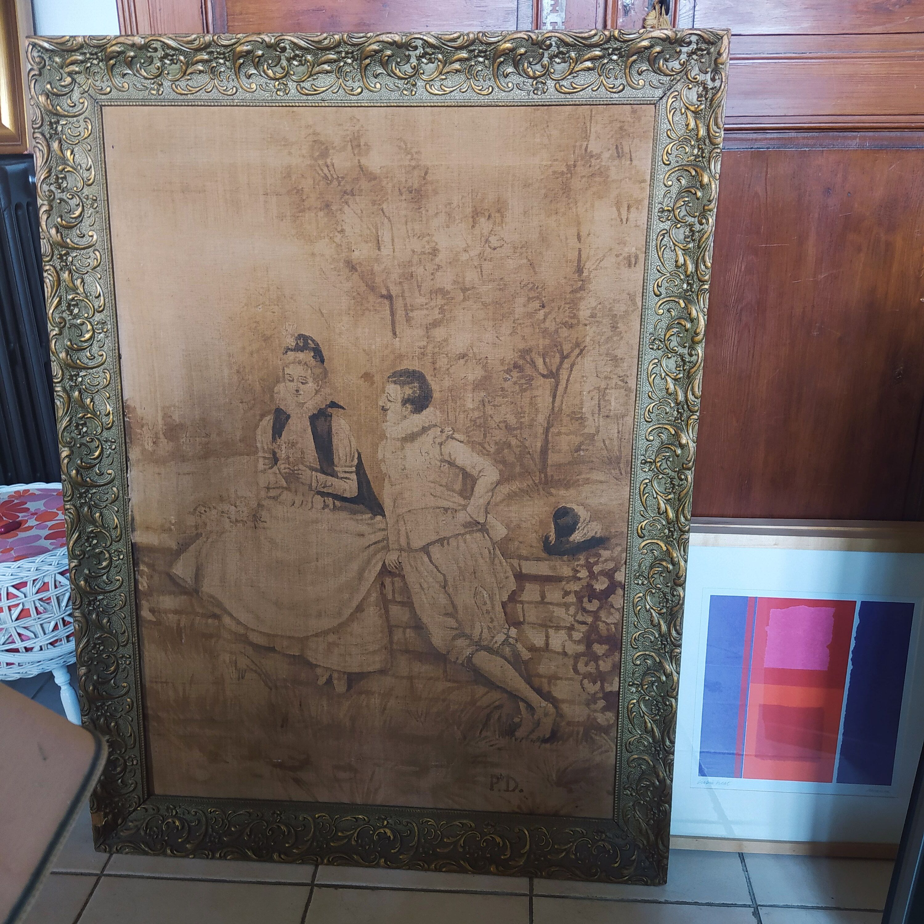SAINTE-CAMILLE, Oeuvre sur toile rigide, encadré Vintage Or
