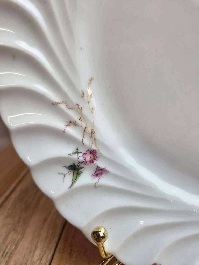 Assiette ancienne Haviland & Co Vermont Frères – porcelaine polychrome oiseaux fleurs