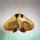 Wood and straw Japandi style hanging lamp