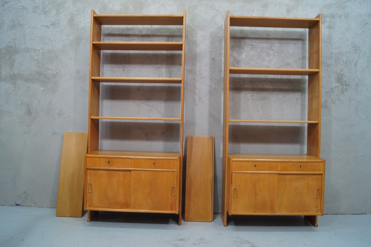 Scandinavian oak modular wall unit, 1960s