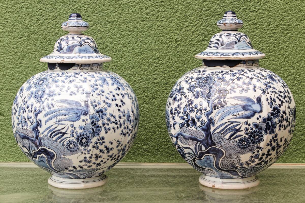 Paire de potiches couvertes, Delft, 18ème, Willem Van der Kool