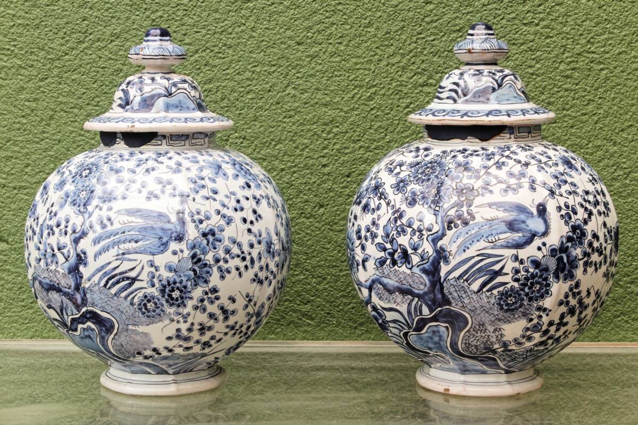 Pair of covered vases, Delft, 18th century, Willem Van der Kool