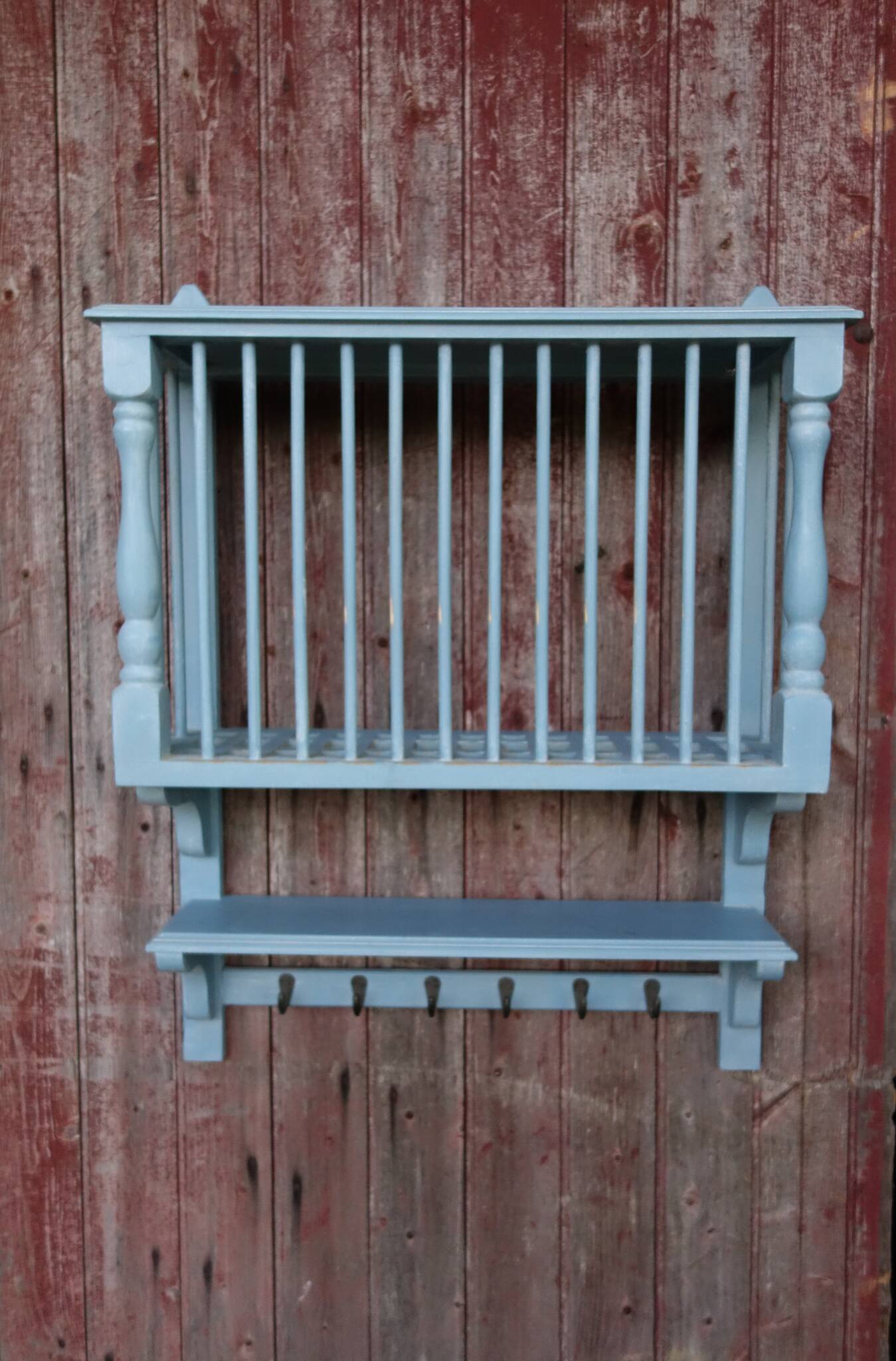 Vintage Wall Mounted Plate Rack - Rustic Plate Holder