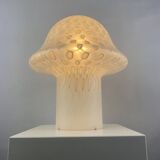 Large XL mushroom table lamp in white glass by Peill and Putzler 1970
