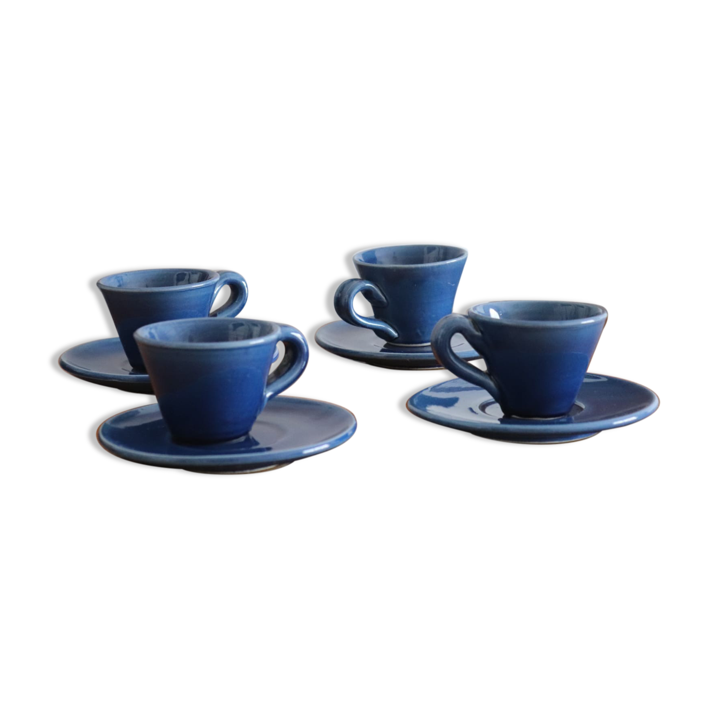 4 cups and saucers midnight blue workshop Vallauris