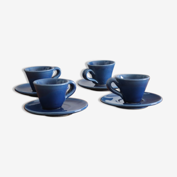 4 cups and saucers midnight blue workshop Vallauris