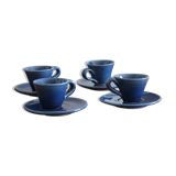 4 cups and saucers midnight blue workshop Vallauris